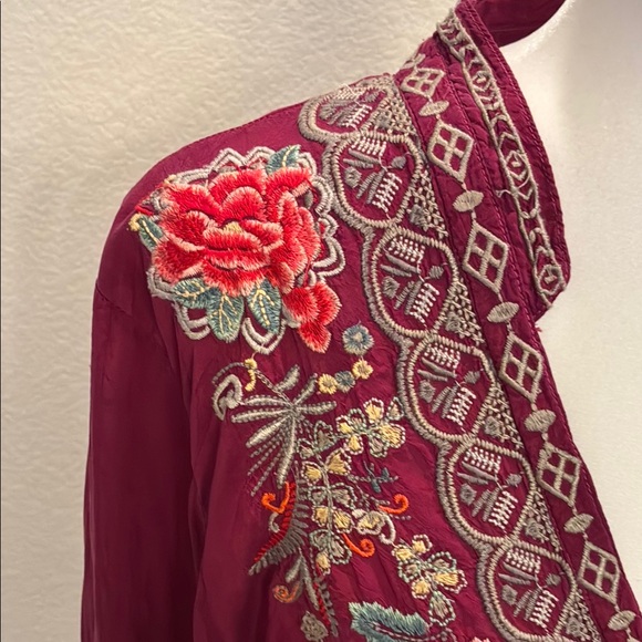 Johnny Was Embellished Long Sleeve Blouse with Mandarin Collar - Picture 3 of 7